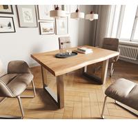 Table-à-manger Edge 140x90 XL acacia nature acier inoxydable large Live-Edge