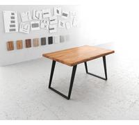 Table-à-manger Edge 140x90 XL acacia nature métal incliné Live-Edge