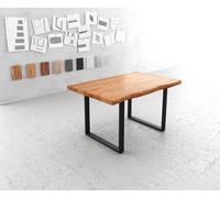 Table-à-manger Edge 140x90 XL Acacia Nature Métal Noir Live-Edge