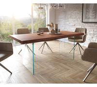 Table à manger Edge 180x90 XL acacia marron verre Live-Edge