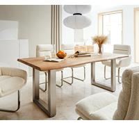 Table-à-manger Edge 180x90 XL acacia nature acier inoxydable large Live-Edge
