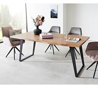 Table-à-manger Edge 180x90 XL acacia nature métal incliné Live-Edge
