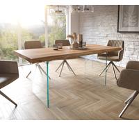 Table à manger Edge 180x90 XL acacia nature verre Live-Edge