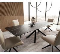 Table à manger Edge 200-300x100 céramique Laminam®Noir Desir marron cadre croisé rectangulaire noir extensible
