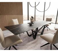 Table à manger Edge 200-300x100 céramique Laminam®Noir Desir marron Spider acier plat noir extensible