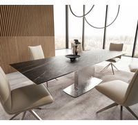 Table à manger Edge 200-300x100 céramique Laminam®Noir Desir marron Wave acier inoxydable extensible
