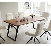 Table-à-manger Edge 200x100 acacia marron métal incliné Live-Edge