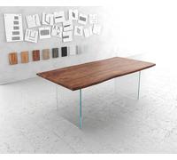 Table-à-manger Edge 200x100 acacia marron verre Live-Edge