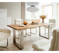 Table-à-manger Edge 200x100 acacia nature acier inoxydable mince Live-Edge