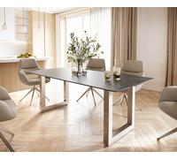 Table-à-manger Edge 200x100 céramique Laminam® nero greco gris inox large