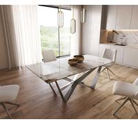 Table à manger Edge 200x100 céramique Minas mélange blanc-beige Spider acier plat acier inoxydable