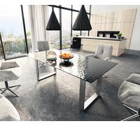 Table à manger Edge 200x100 verre fondu noir fumé relief en 3D acier inoxydable mince