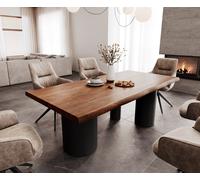 Table à manger Edge 200x100 XL acacia marron Troa métal noir Live-Edge