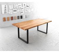 Table-à-manger Edge 200x100 XL Acacia Nature Métal Noir Live-Edge