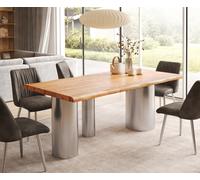 Table à manger Edge 200x100 XL acacia naturee Troa acier inoxydable brossé Live-Edge
