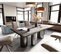 Table à manger Edge 200x100 XL Acacia Platine Troa Acier inoxydable Graphite Live-Edge