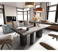 Table à manger Edge 200x100 XL acacia platine Troa métal noir Live-Edge