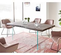 Table-à-manger Edge 200x100 XL acacia platine verre Live-Edge