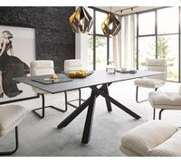 Table-à-manger Edge 200x100cm Laminam® céramique marron pieds milieu croisé noir