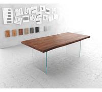 Table-à-manger Edge 200x100cm XL acacia marron verre Live-Edge