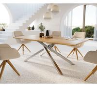 Table à manger Edge 200x100x2,5-3 chêne nature cadre croisé rectangle acier inoxydable Live-Edge