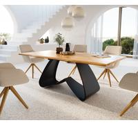 Table à manger Edge 200x100x2,5-3 Chêne Nature Cadre en W Métal Noir Live-Edge