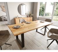 Table à manger Edge 200x100x2,5 chêne nature patin noir Live-Edge