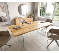 Table à manger Edge 200x100x2,5 chêne nature verre Live-Edge