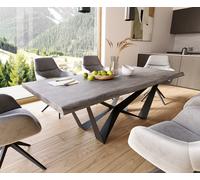 Table à manger Edge 220x100 XL acacia platine Spider acier plat noir Live-Edge