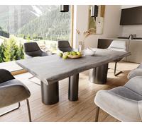 Table à manger Edge 220x100 XL Acacia Platine Troa Acier inoxydable Graphite Live-Edge