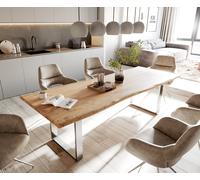 Table-à-manger Edge 260x100 acacia nature acier inoxydable mince Live-Edge