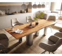 Table à manger Edge 260x100 Acacia Nature Pilier Acier inoxydable brossé Live-Edge