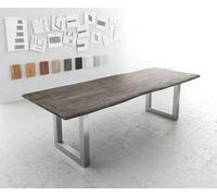 Table-à-manger Edge 260x100 acacia platine acier inoxydable large Live-Edge