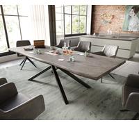 Table à manger Edge 260x100 acacia platine cadre croisé rectangle noir Live-Edge