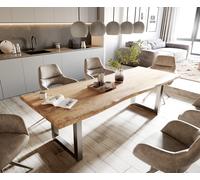 Table-à-manger Edge 260x100 XL acacia nature acier inoxydable large Live-Edge