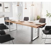 Table-à-manger Edge 260x100 XL acacia nature acier inoxydable mince Live-Edge