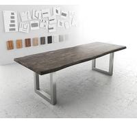 Table-à-manger Edge 260x100 XL acacia platine acier inoxydable large Live-Edge