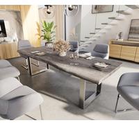 Table-à-manger Edge 260x100 XL acacia platine acier inoxydable mince Live-Edge