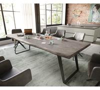 Table à manger Edge 260x100 XL acacia platine métal inclinée noir Live-Edge