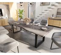 Table à manger Edge 260x100 XL acacia platine patin noir Live-Edge