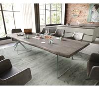 Table à manger Edge 260x100 XL acacia platine verre Live-Edge