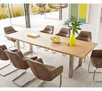 Table-à-manger Edge 260x100x2,5-3 chêne nature acier inoxydable large Live-Edge