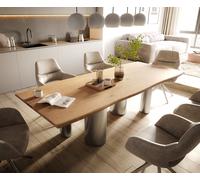 Table à manger Edge 260x100x2,5-3 Chêne Nature Pilier Acier inoxydable brossé Live-Edge