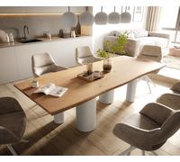 Table à manger Edge 260x100x2,5-3 Chêne Nature Pilier Métal Blanc Live-Edge
