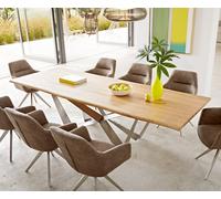 Table à manger Edge 260x100x2,5 chêne nature Spider acier plat acier inoxydable Live-Edge