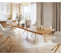 Table à manger Edge 280x100 XL acacia nature verre Live-Edge