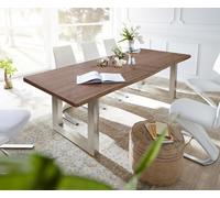 Table-à-manger Edge 300x100 acacia marron acier inoxydable large Live-Edge