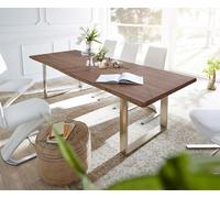 Table-à-manger Edge 300x100 acacia marron acier inoxydable mince Live-Edge