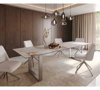 Table à manger Edge 300x100 céramique Minas mélange blanc-beige acier inoxydable mince