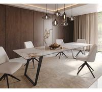 Table à manger Edge 300x100 céramique Minas mélange blanc-beige métal incliné noir